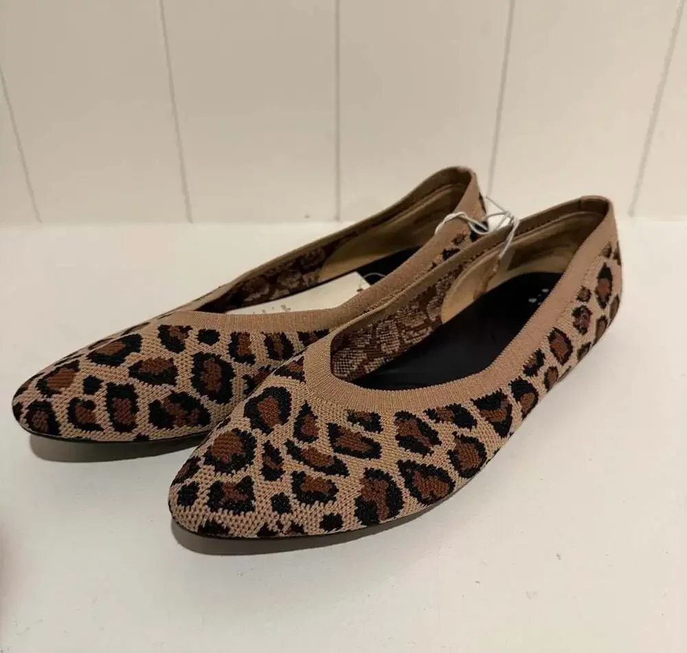 A New Day Women's Claire Knit Washable Ballet Flats in Leopard Print